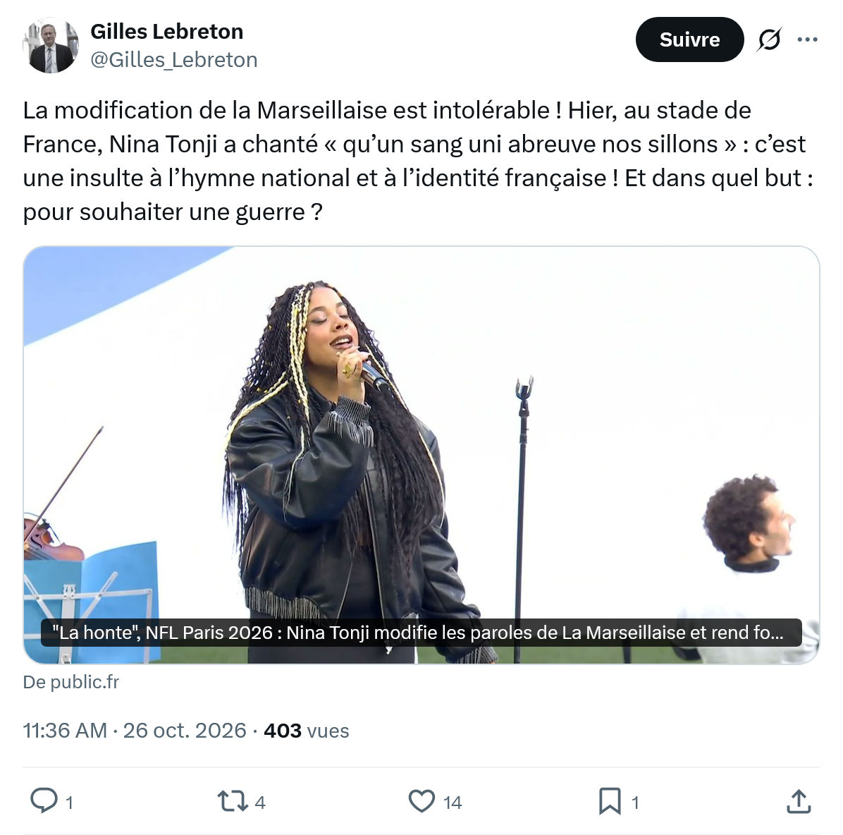 Gilles Lebreton: La modification de la Marseillaise...