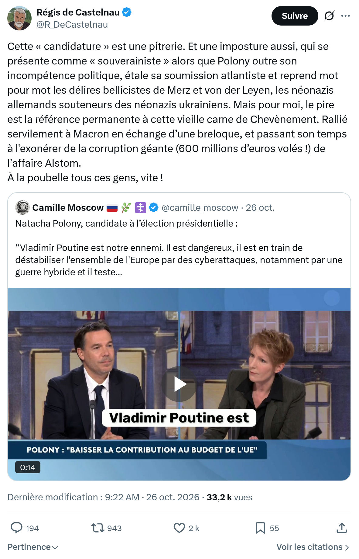 Régis de Castelnau: Cette « candidature » est une pitrerie...