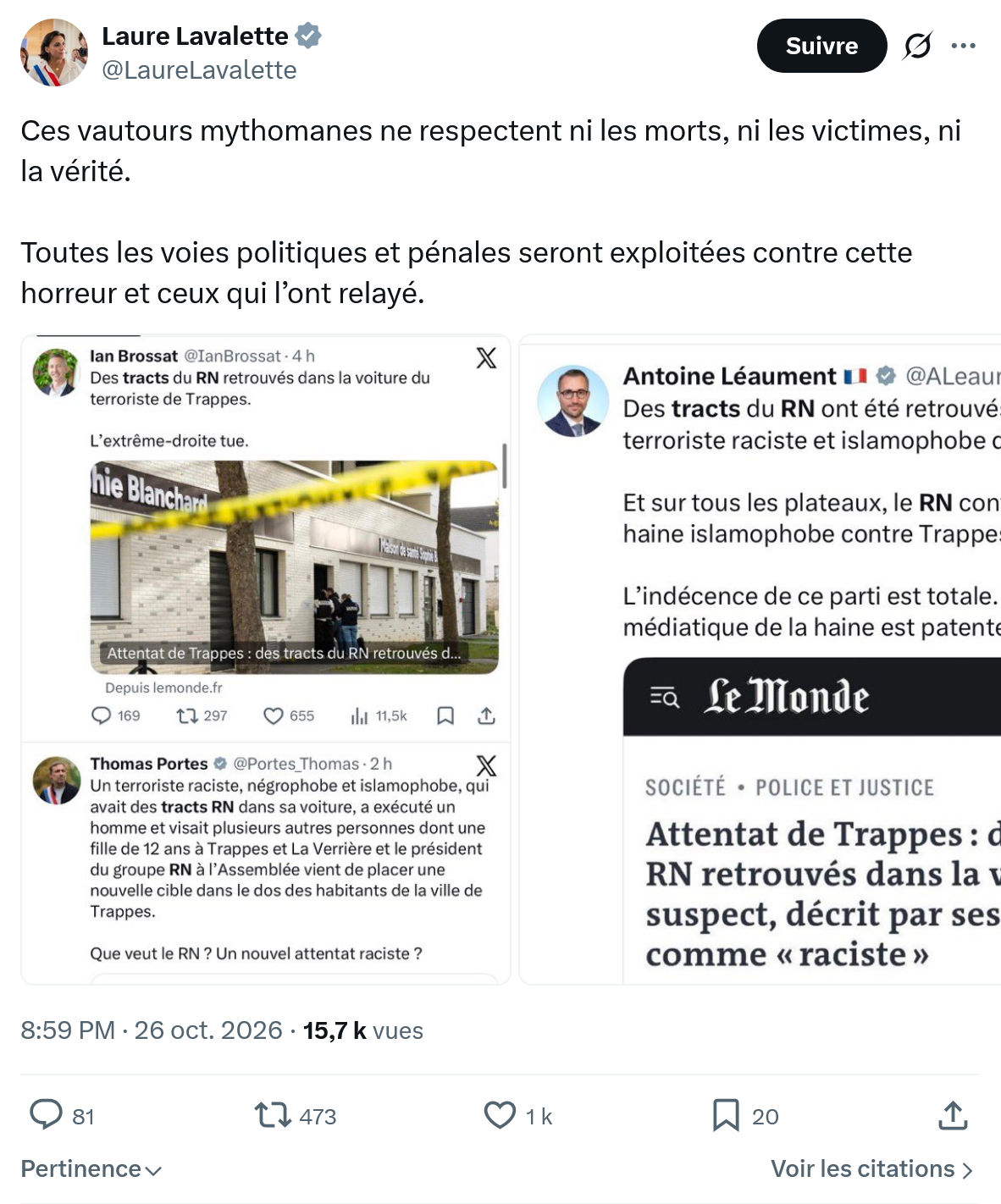 Laure Lavalette: Ces vautours mythomanes...