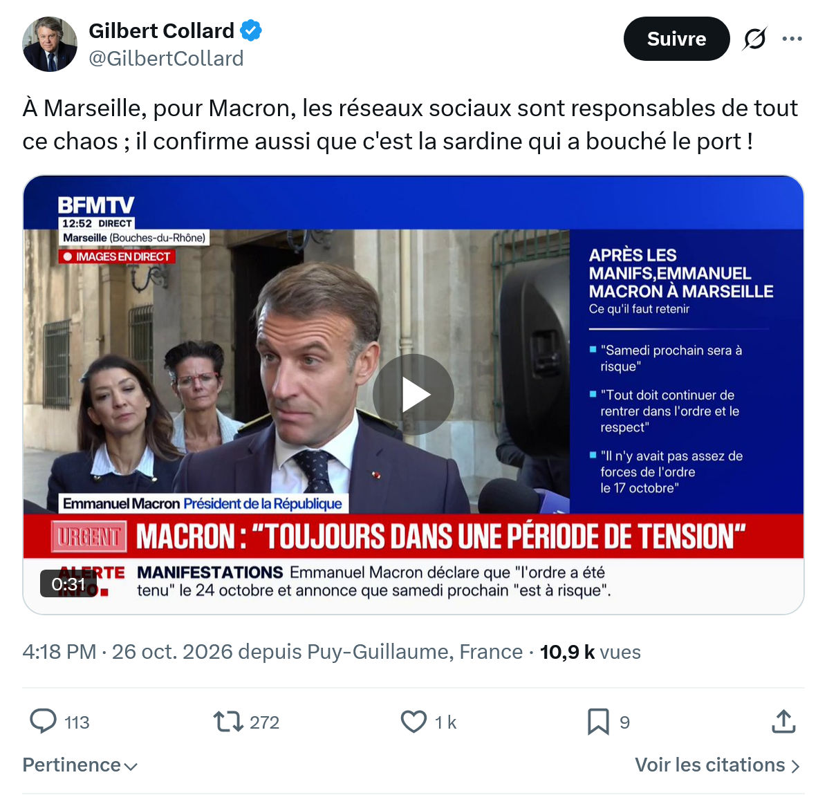 Gilbert Collard: À Marseille, pour Macron...