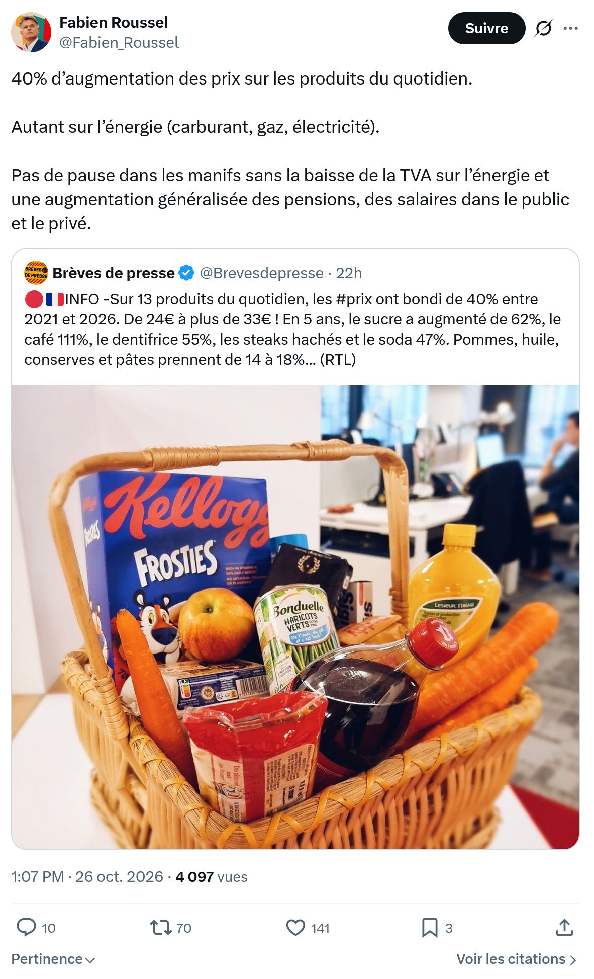 Fabien Roussel: 40% d’augmentation des prix...