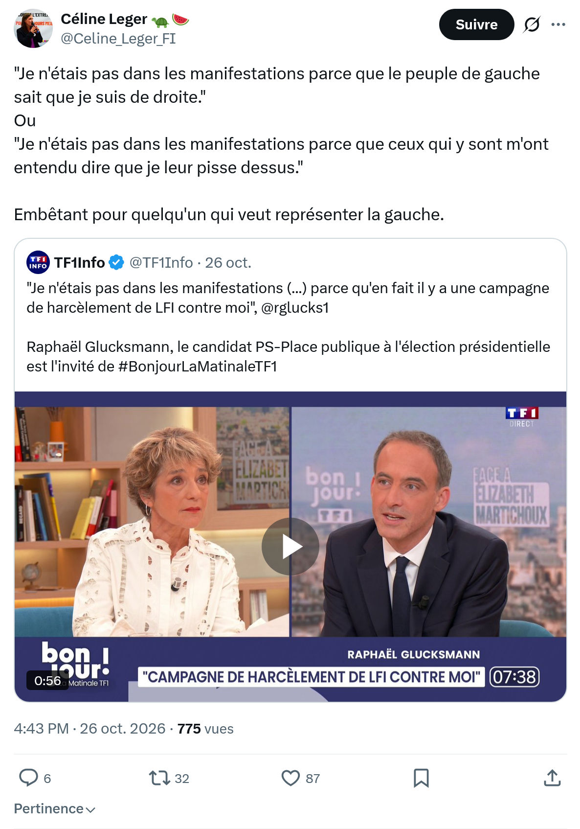 Céline Léger: "Je n'étais pas dans les manifestations...