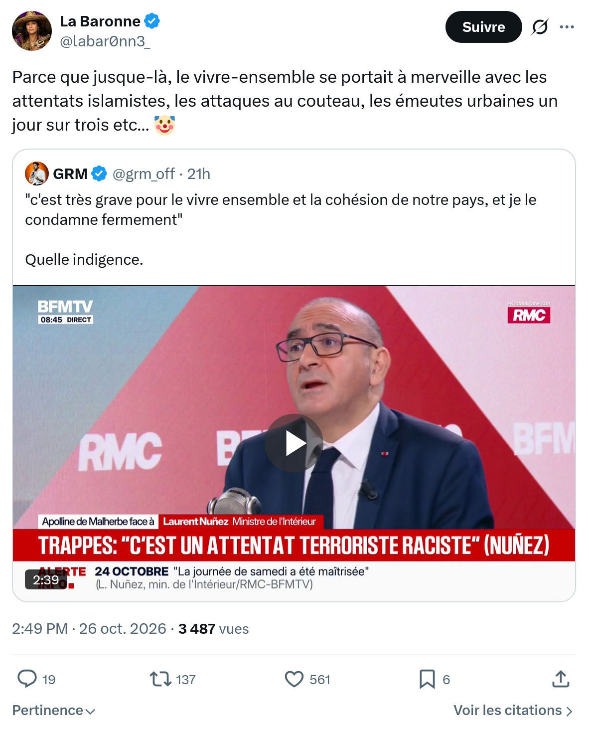 La Baronne: Parce que jusque-là, le vivre-ensemble...