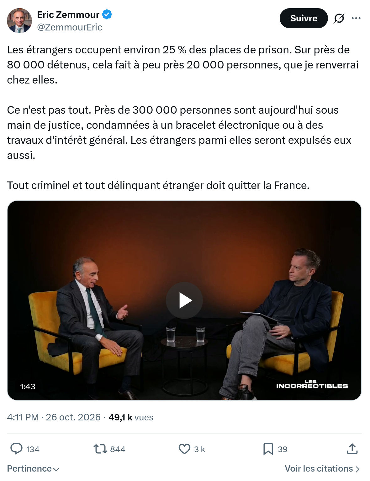 Eric Zemmour: Les étrangers occupent...