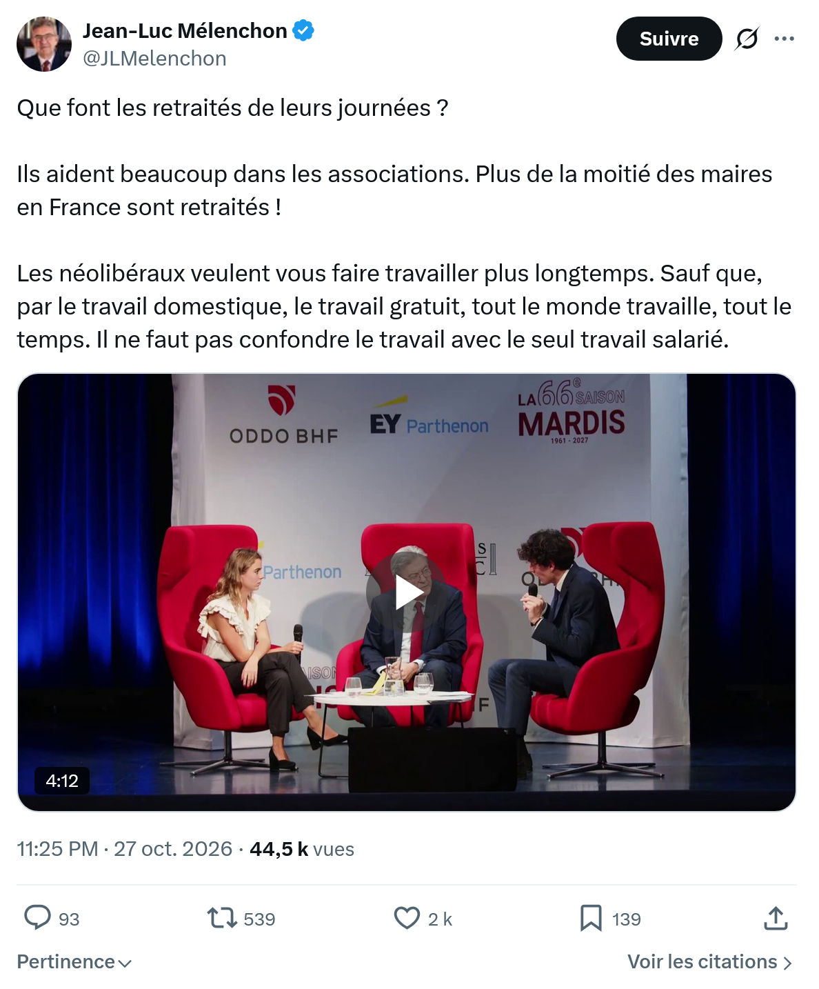 Jean-Luc Mélenchon: Que font les retraités...