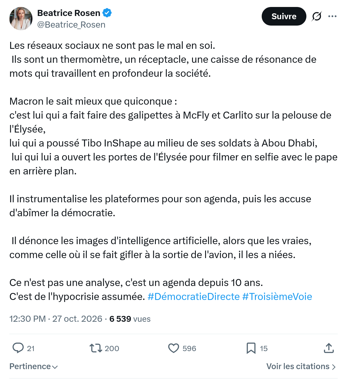 Béatrice Rosen: Les réseaux sociaux...