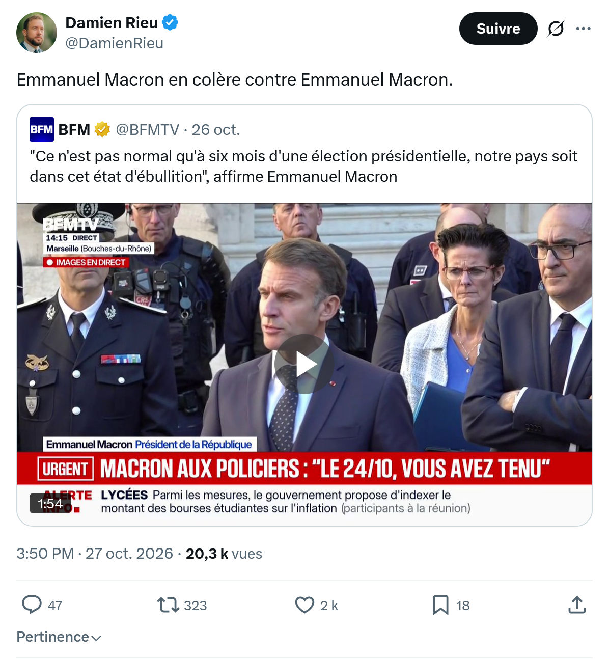 Damien Rieu: Emmanuel Macron...