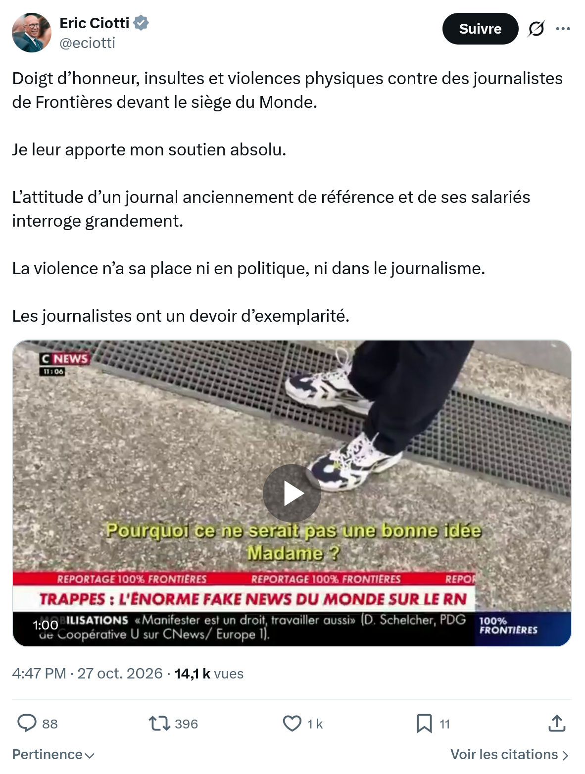 Éric Ciotti: Doigt d’honneur...