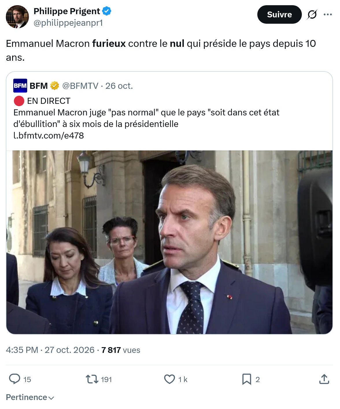 Philippe Prigent: Emmanuel Macron furieux...