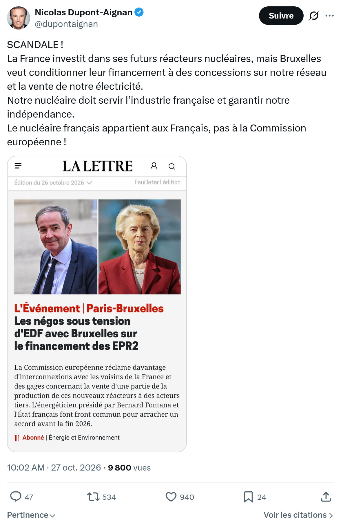 Nicolas Dupont-Aignan: SCANDALE...