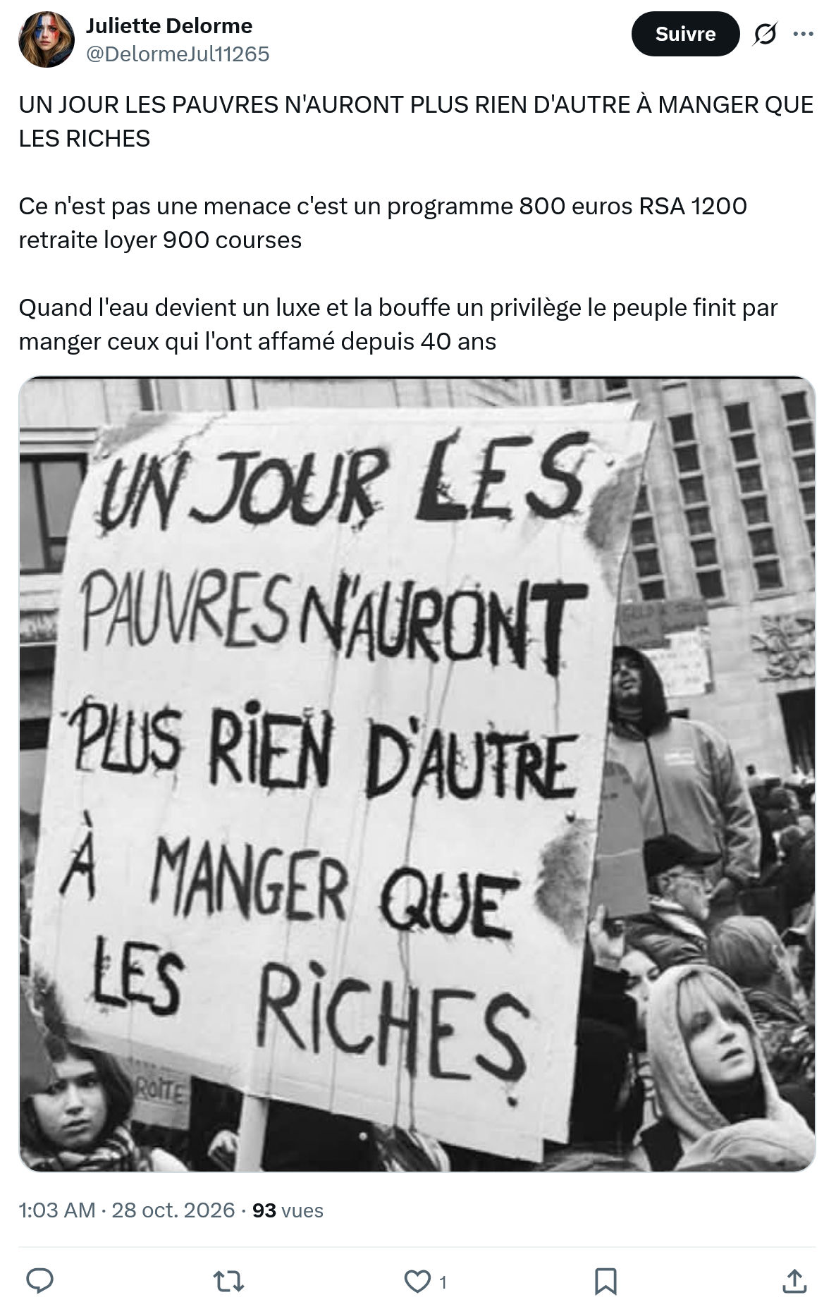 Juliette Delorme: UN JOUR LES PAUVRES...
