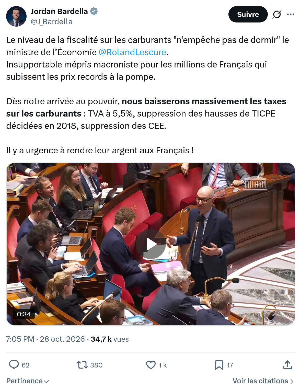 Jordan Bardella: Le niveau de la fiscalité...