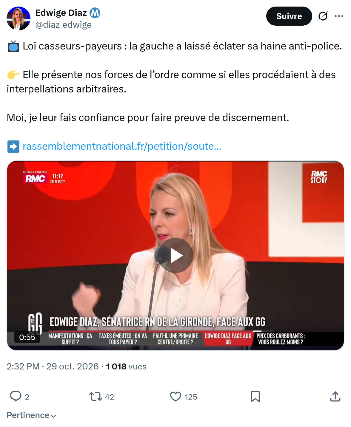 Edwige Diaz: Loi casseurs-payeurs : la gauche...