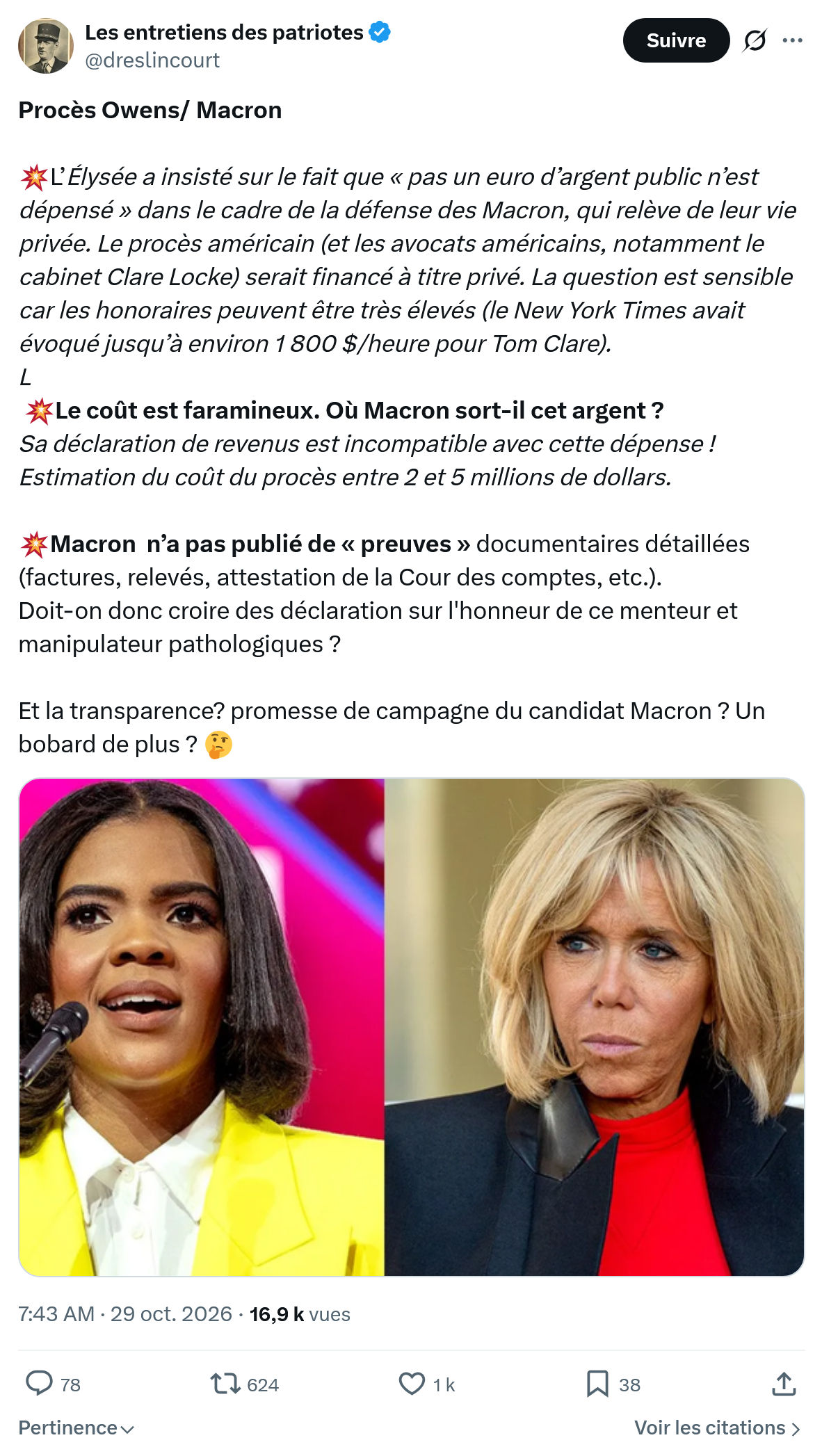 Marquis de Dreslincourt: Procès Owens...