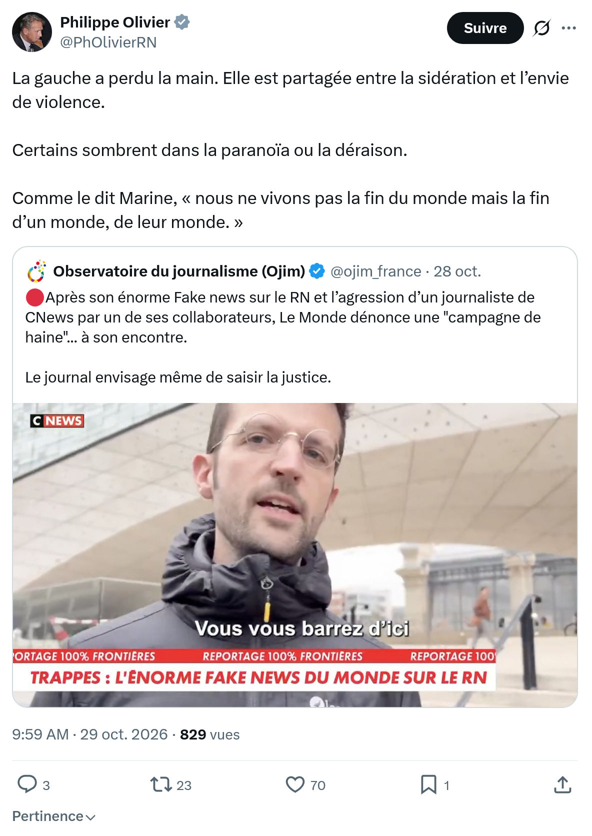 Philippe Olivier: La gauche a perdu la main...