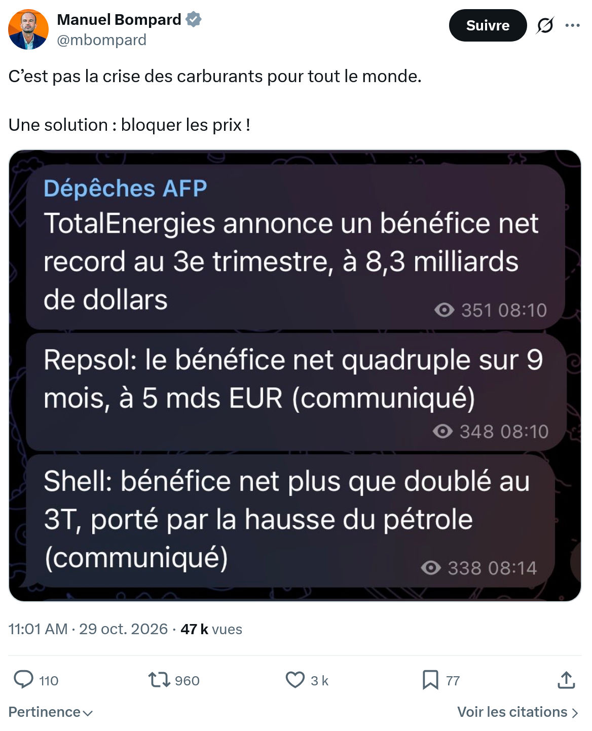 Manuel Bompard: C’est pas la crise...