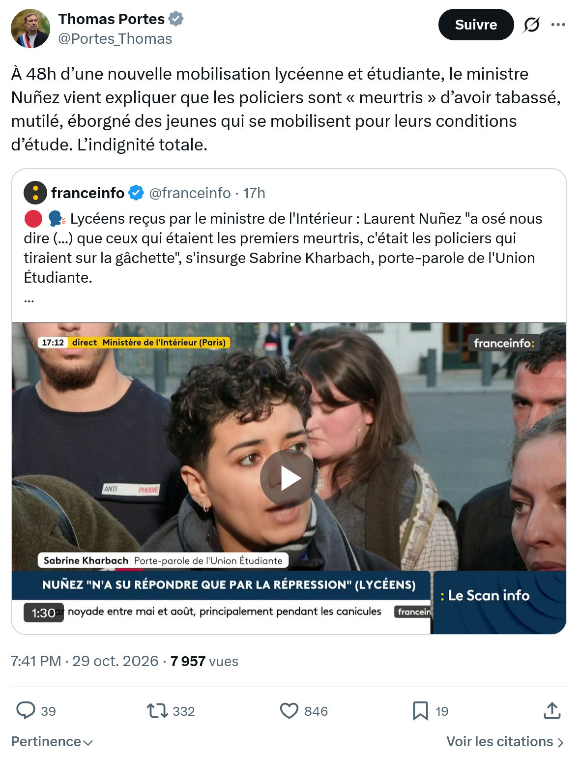 Thomas Portes: À 48h d’une nouvelle mobilisation...