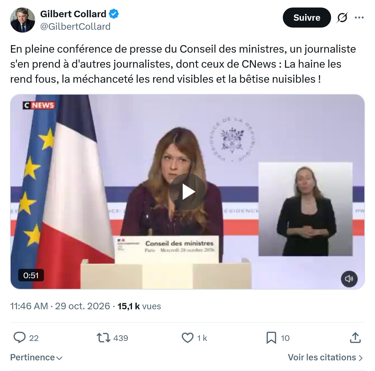 Gilbert Collard: En pleine conférence de presse...
