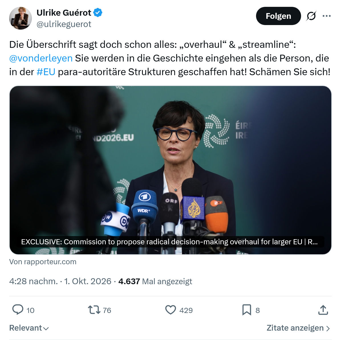 Ulrike Guérot: Die Überschrift sagt doch...