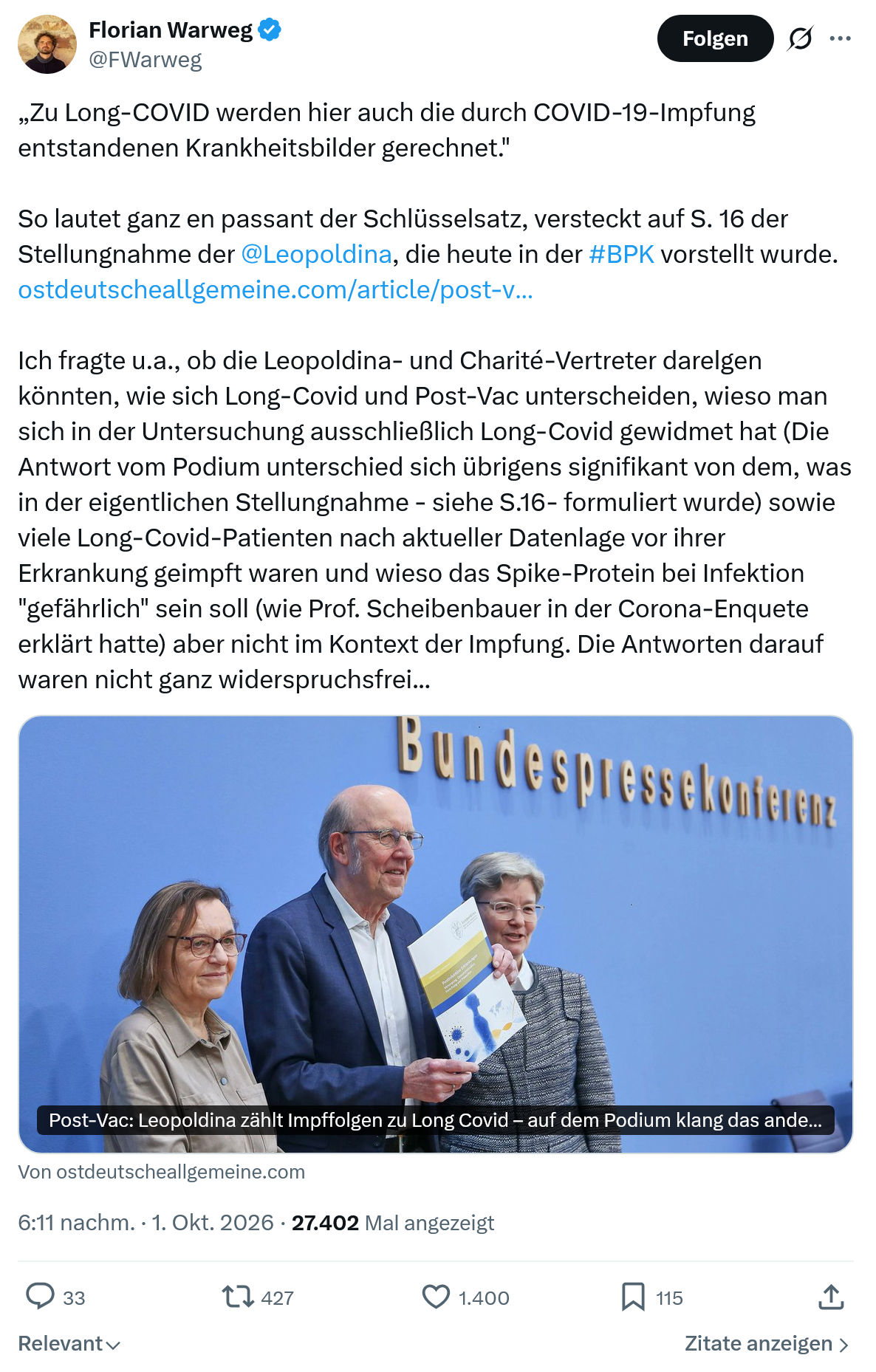 Florian Warweg: „Zu Long-COVID werden hier...