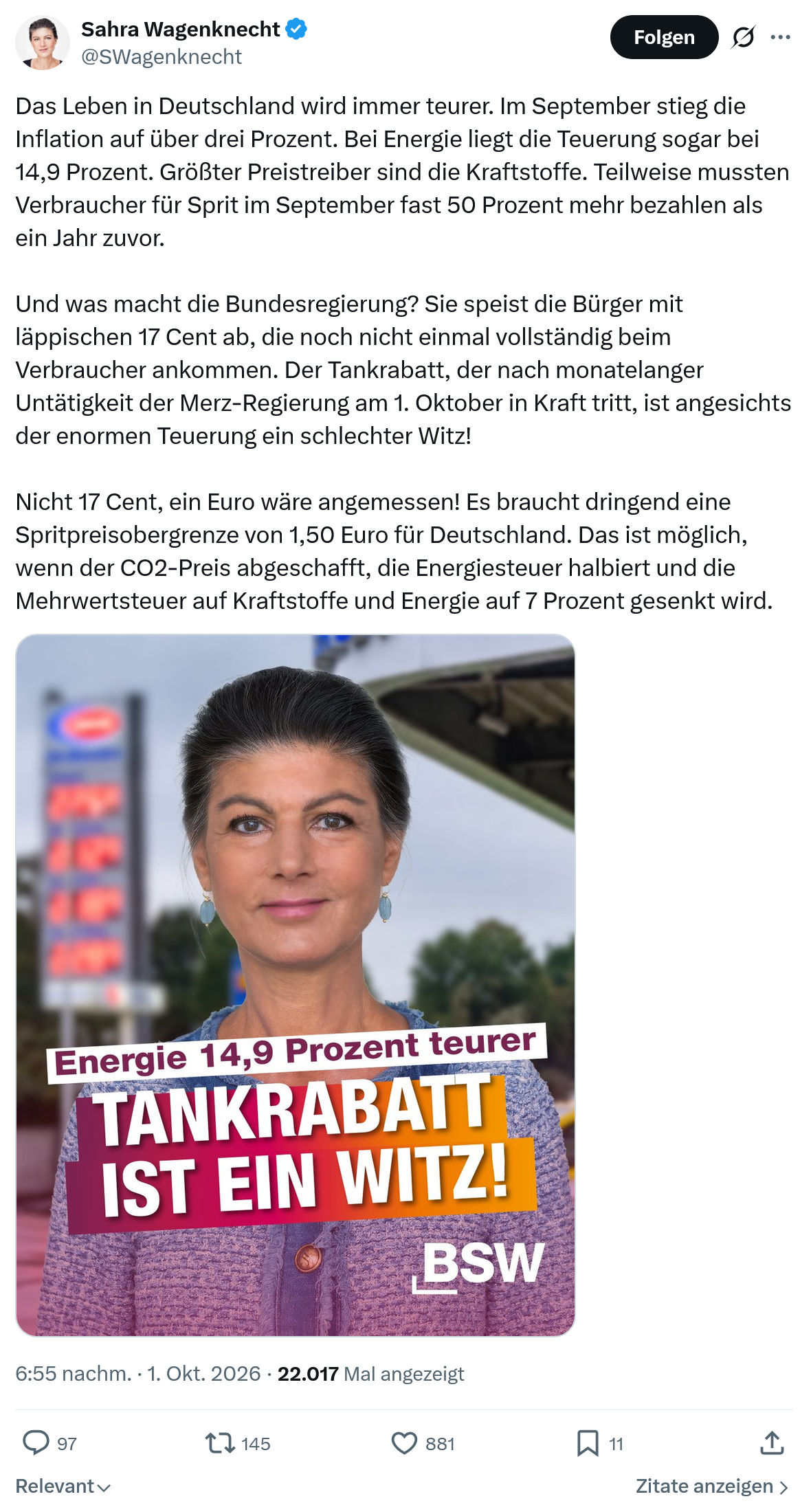 Sahra Wagenknecht: Das Leben in Deutschland...