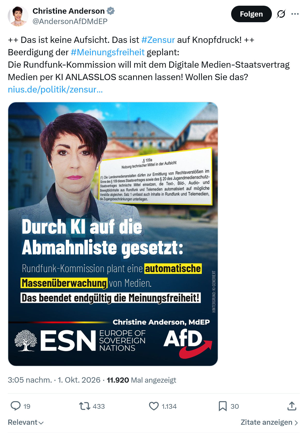 Christine Anderson: "++ Das ist keine Aufsicht...