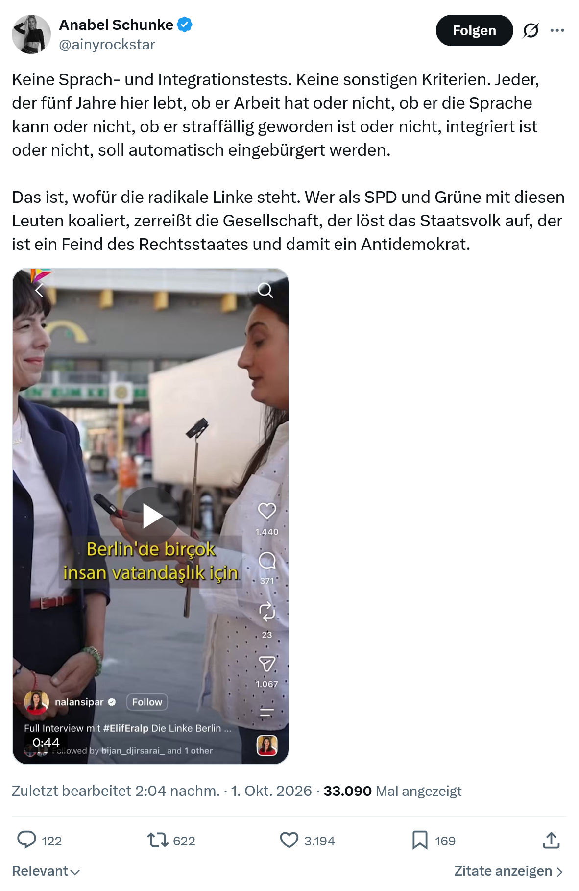 Anabel Schunke: Keine Sprach- und Integrationstests...
