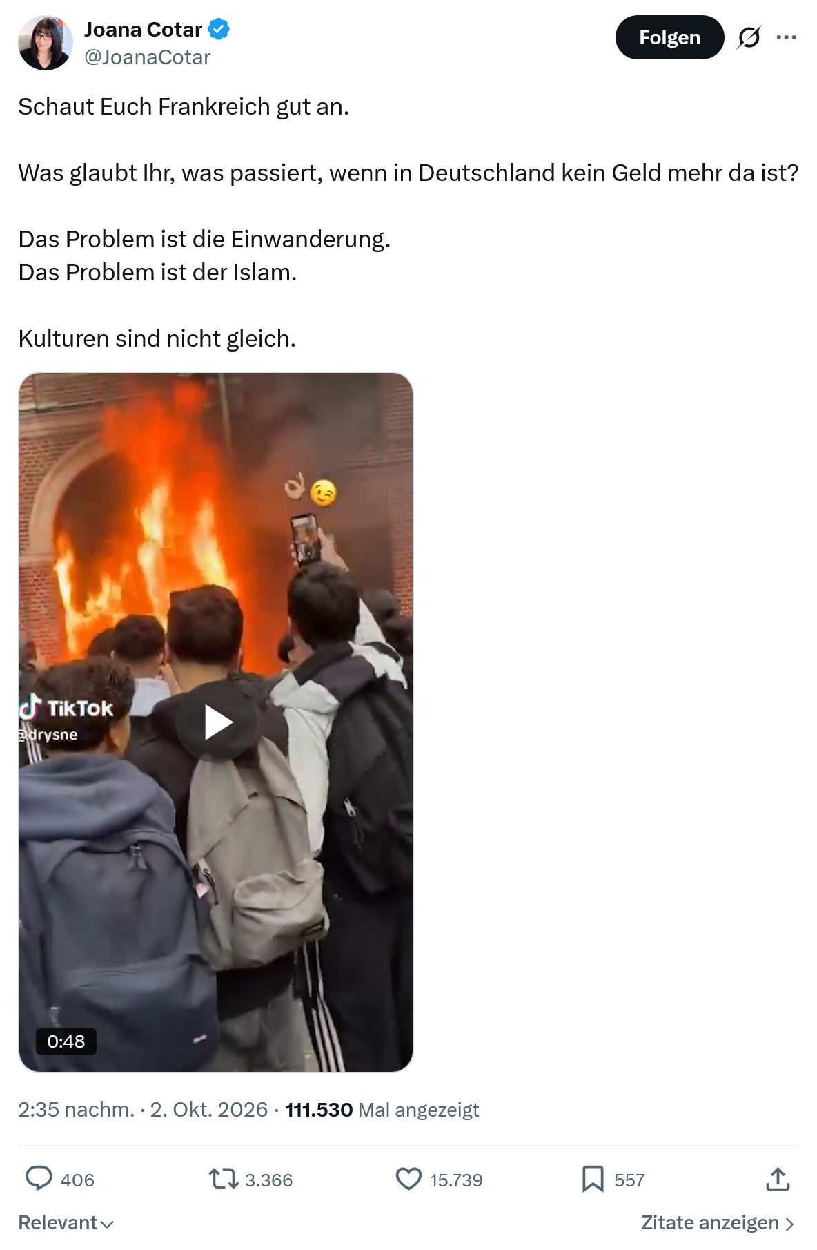 Joana Cotar: Schaut Euch Frankreich gut an...