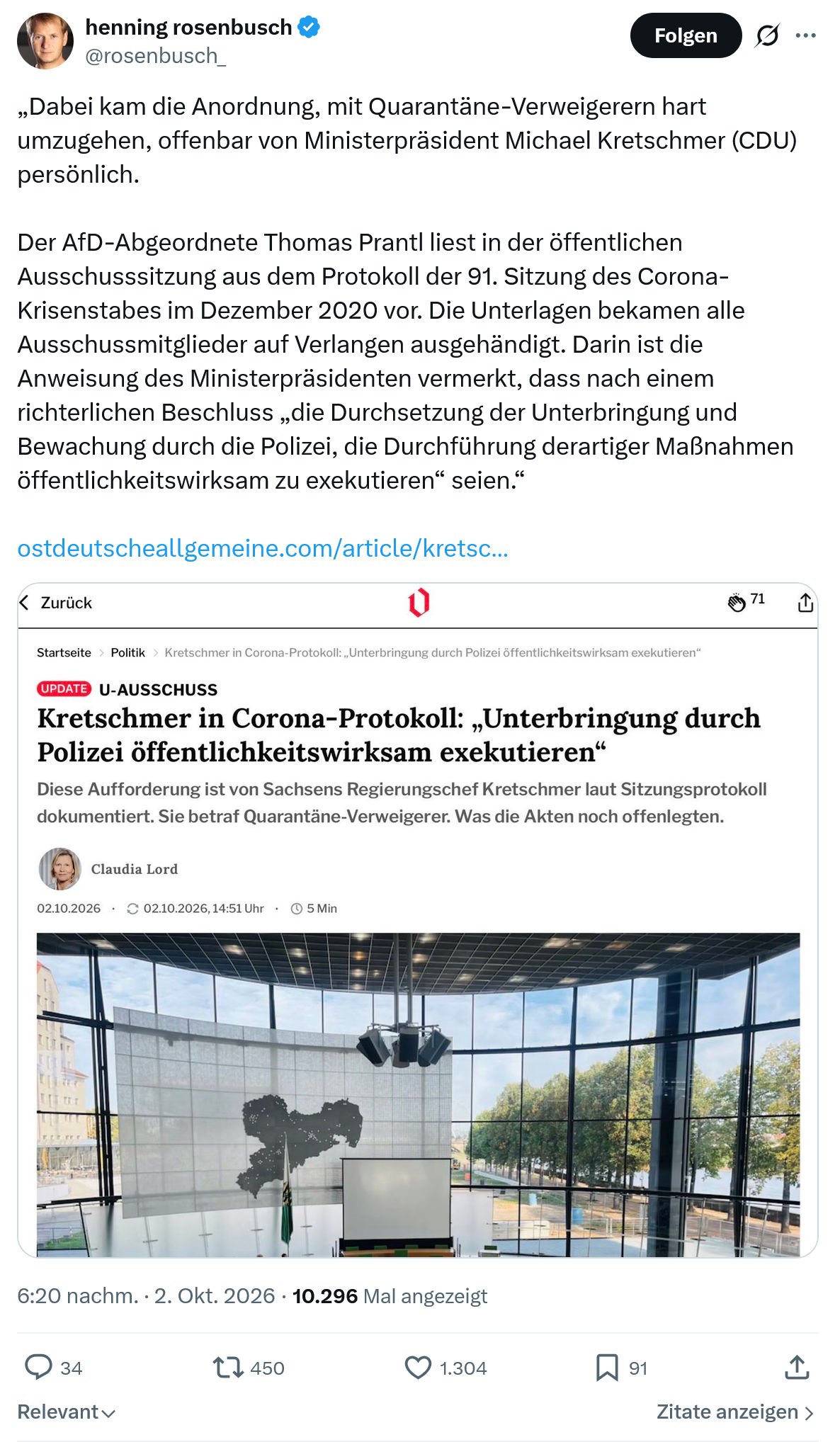 henning rosenbusch: „Dabei kam die Anordnung...