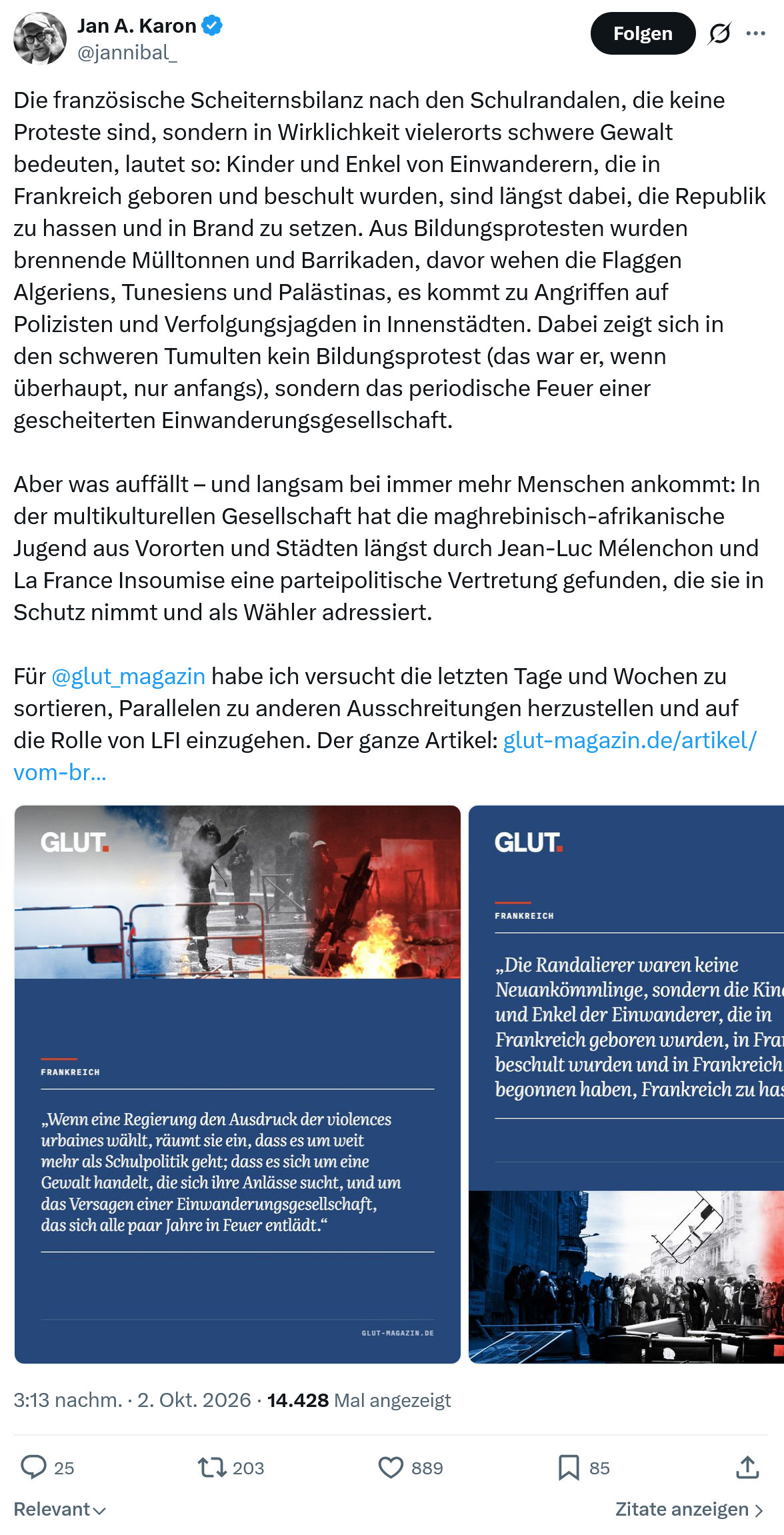 Jan A. Karon: Die französische Scheiternsbilanz...