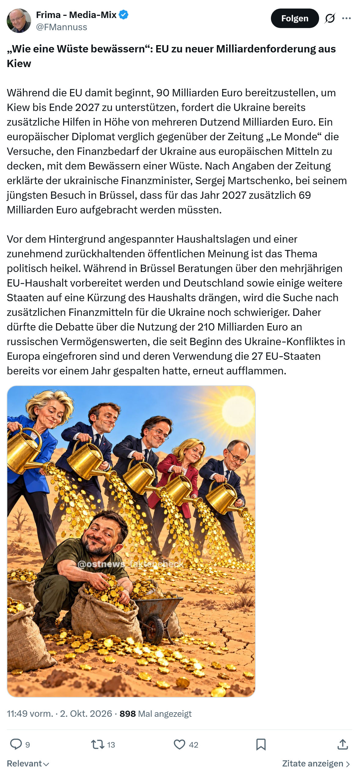 Friedrich Mannus: „Wie eine Wüste bewässern“...