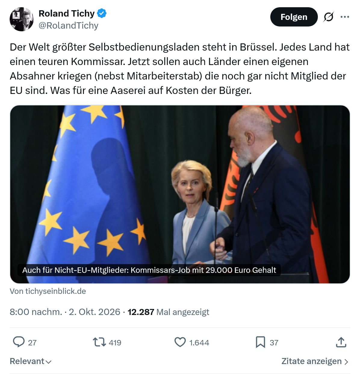 Roland Tichy: Der Welt größter Selbstbedienungsladen...