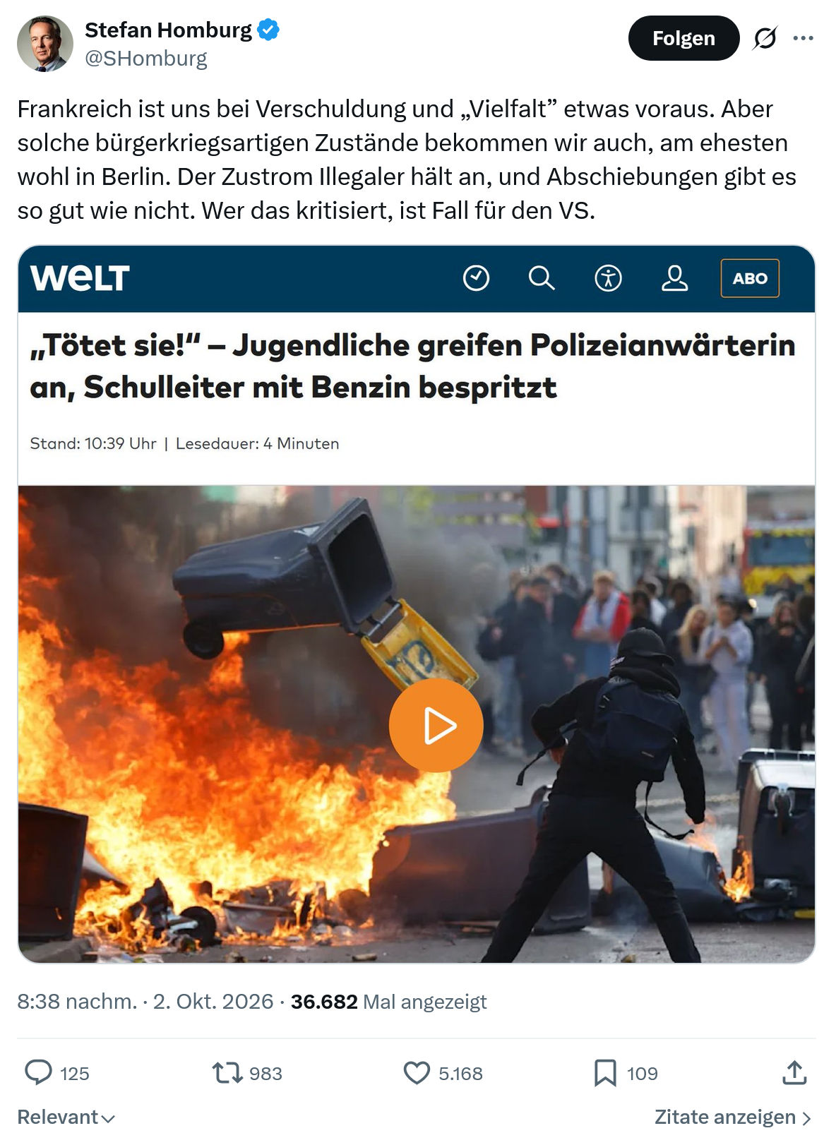 Stefan Homburg: Frankreich ist uns bei Verschuldung...