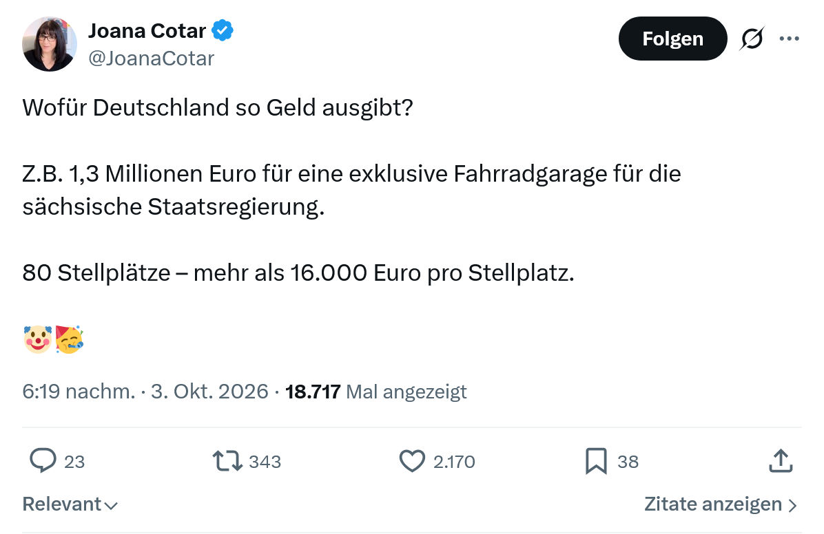 Joana Cotar: Wofür Deutschland so Geld ausgibt...
