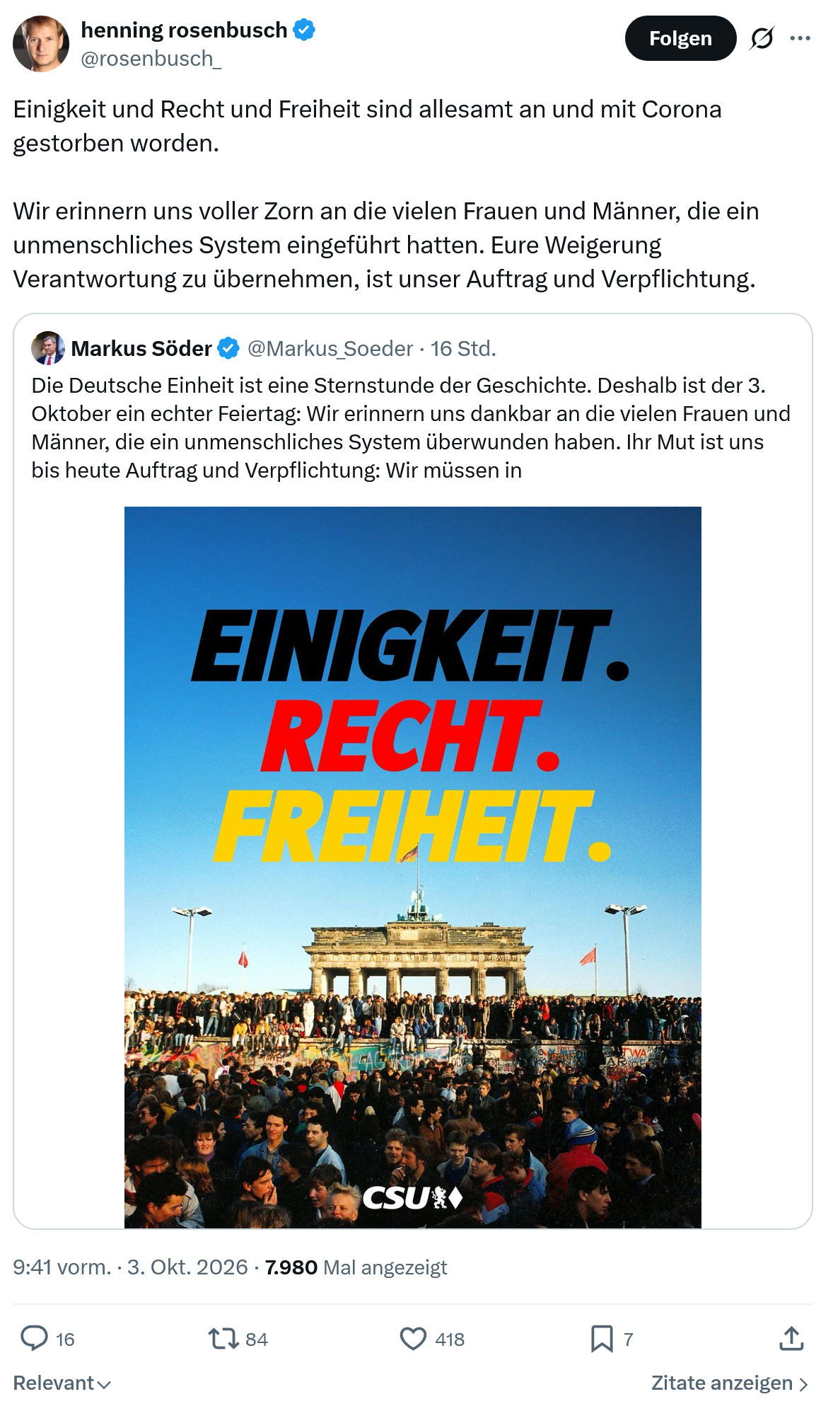 henning rosenbusch: Einigkeit und Recht und Freiheit...