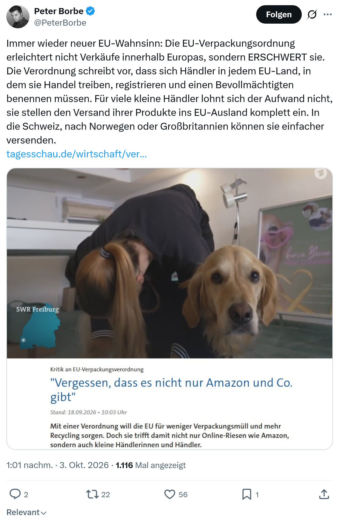 Peter Borbe: Immer wieder neuer EU-Wahnsinn...