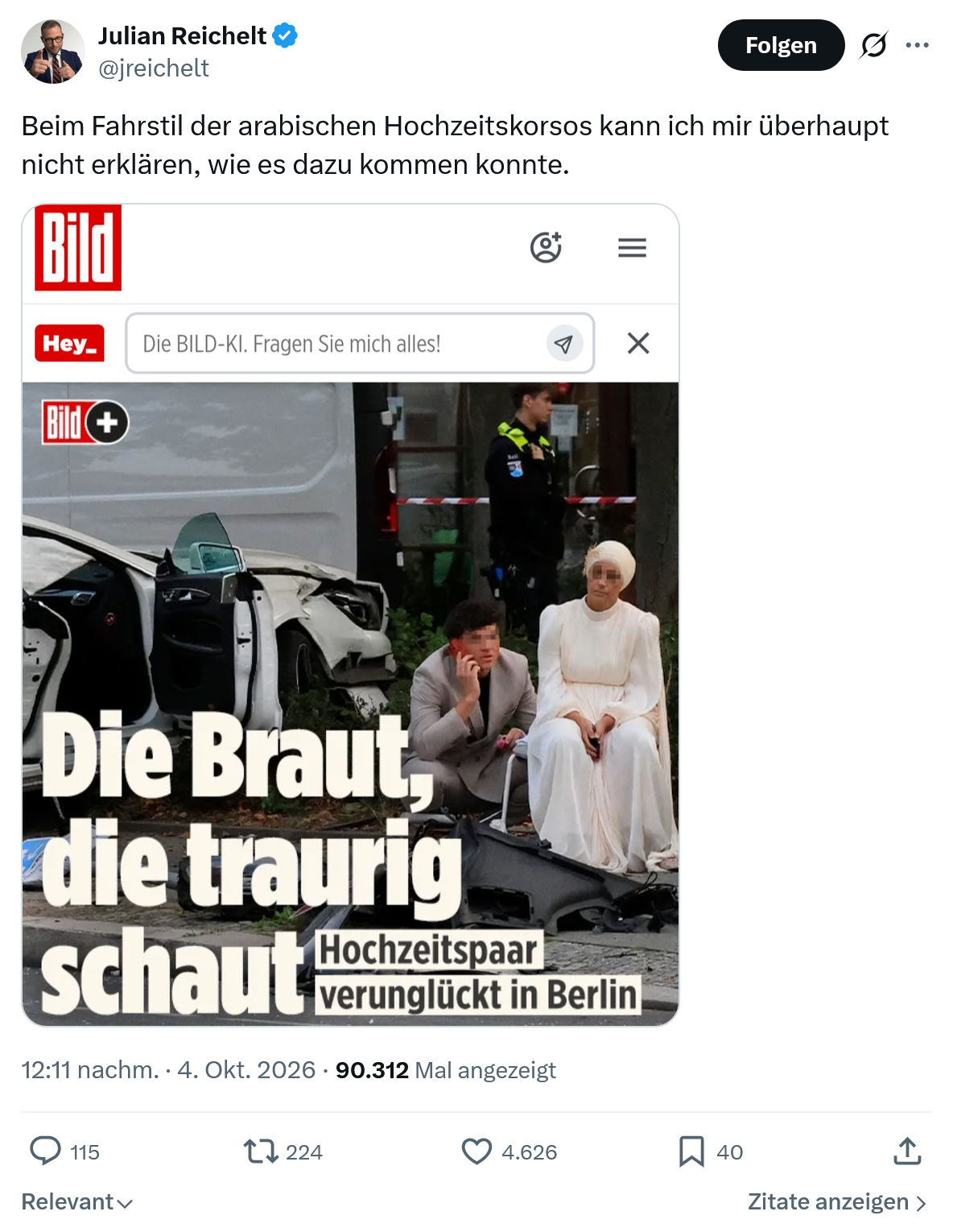 Julian Reichelt: Beim Fahrstil der arabischen...