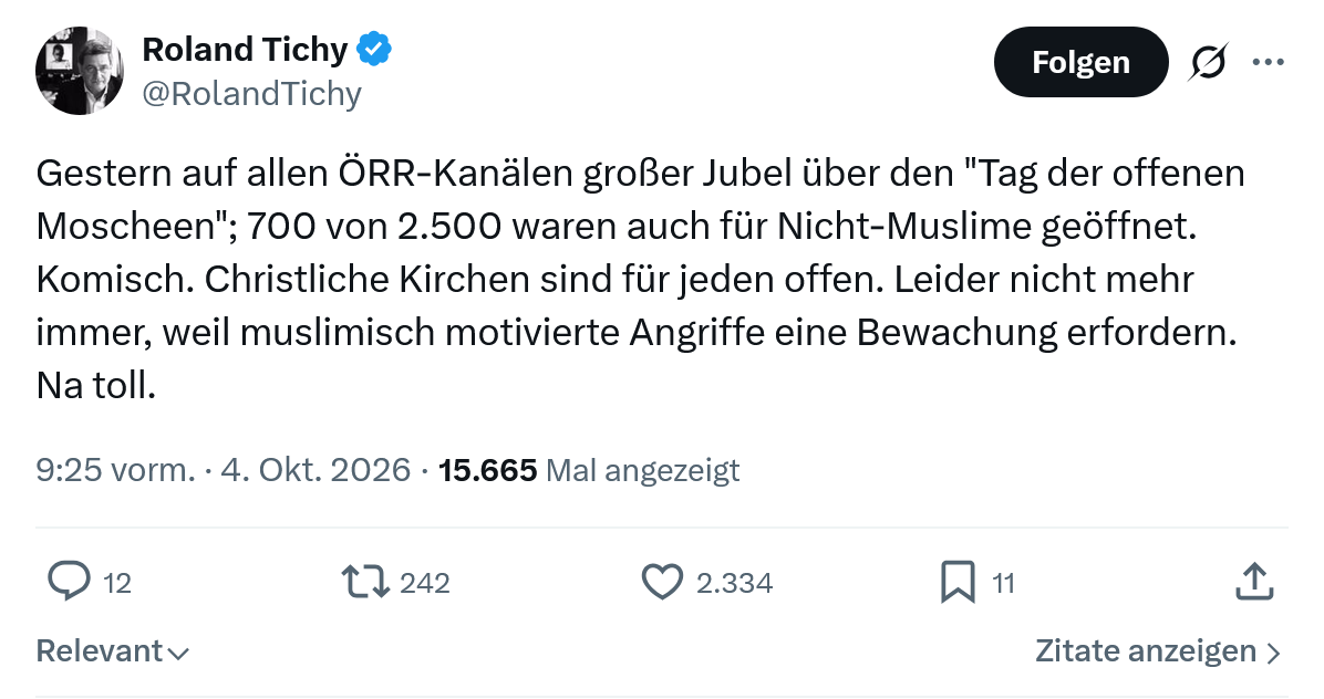 Roland Tichy: Gestern auf allen ÖRR-Kanälen...