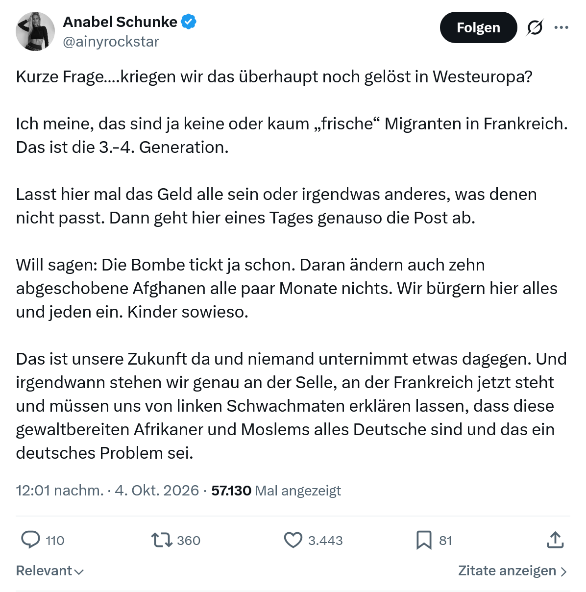 Anabel Schunke: Kurze Frage…