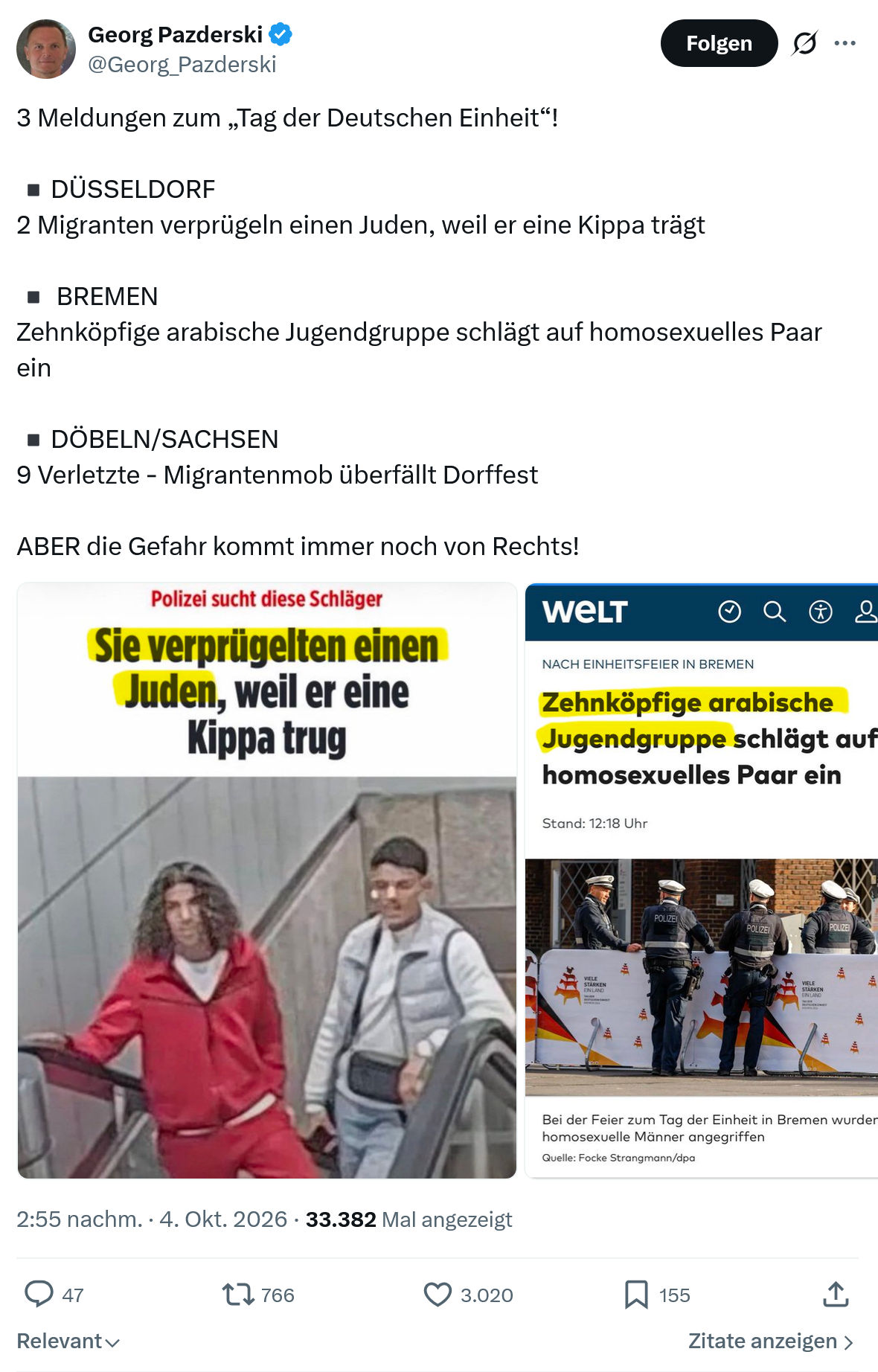 Georg Pazderski: 3 Meldungen zum...