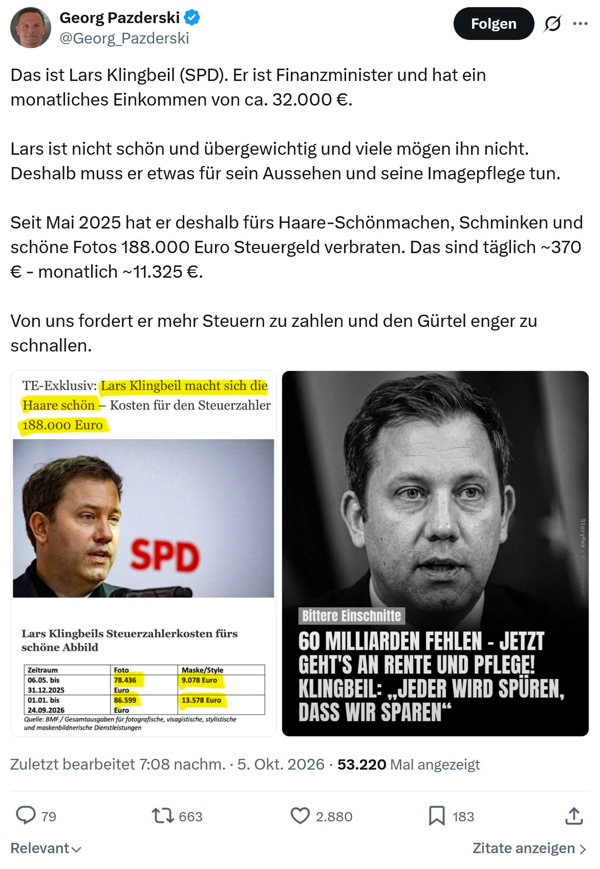Georg Pazderski: Das ist Lars Klingbeil (SPD)...
