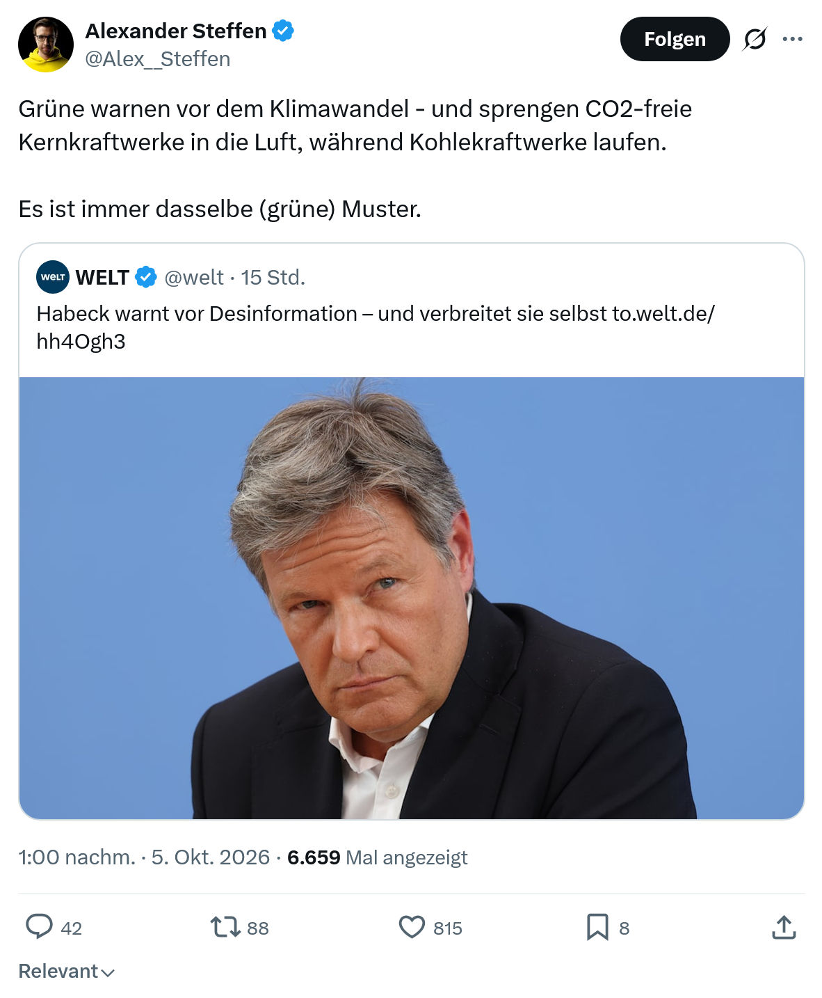 Alexander Steffen: Grüne warnen vor dem Klimawandel...
