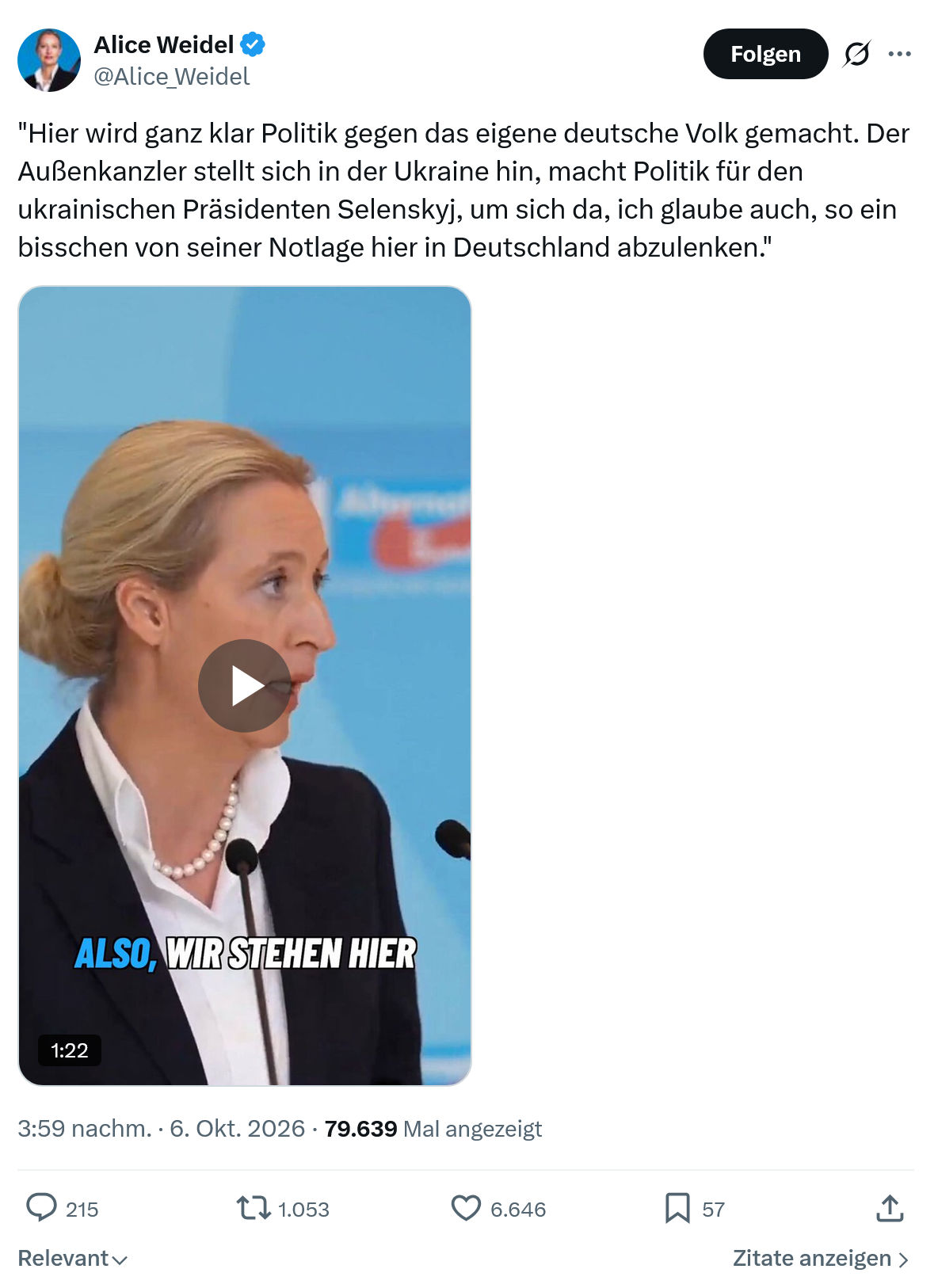 Alice Weidel: "Hier wird ganz klar Politik...