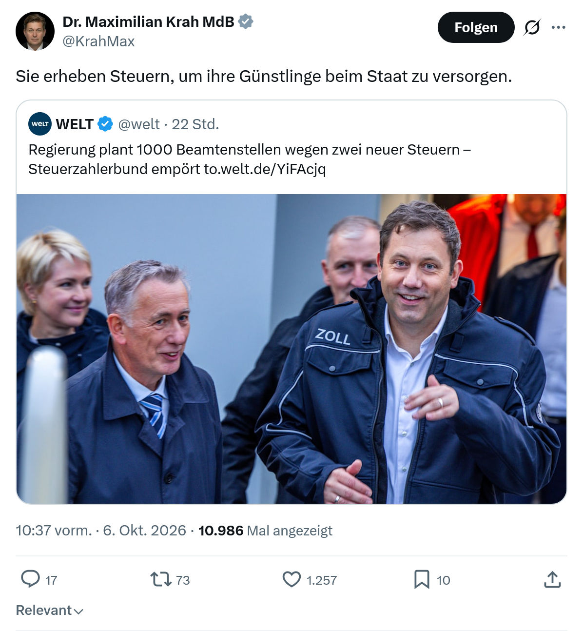 Maximilian Krah: Sie erheben Steuern...