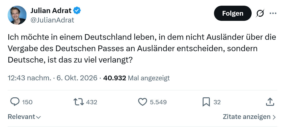 Julian Adrat: Ich möchte in einem Deutschland...