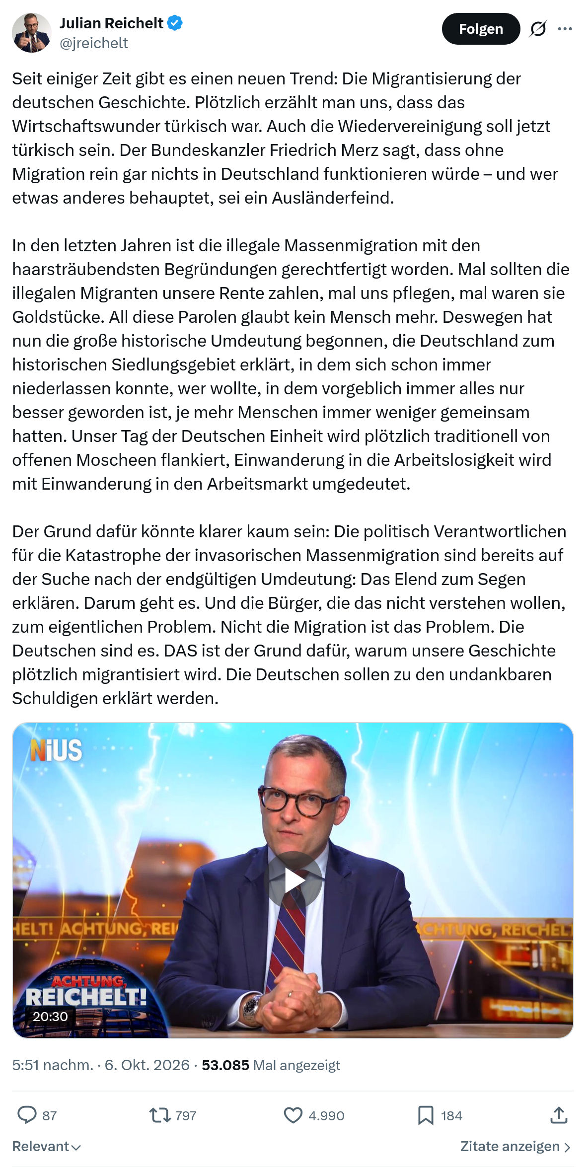 Julian Reichelt: Seit einiger Zeit gibt es einen neuen Trend...