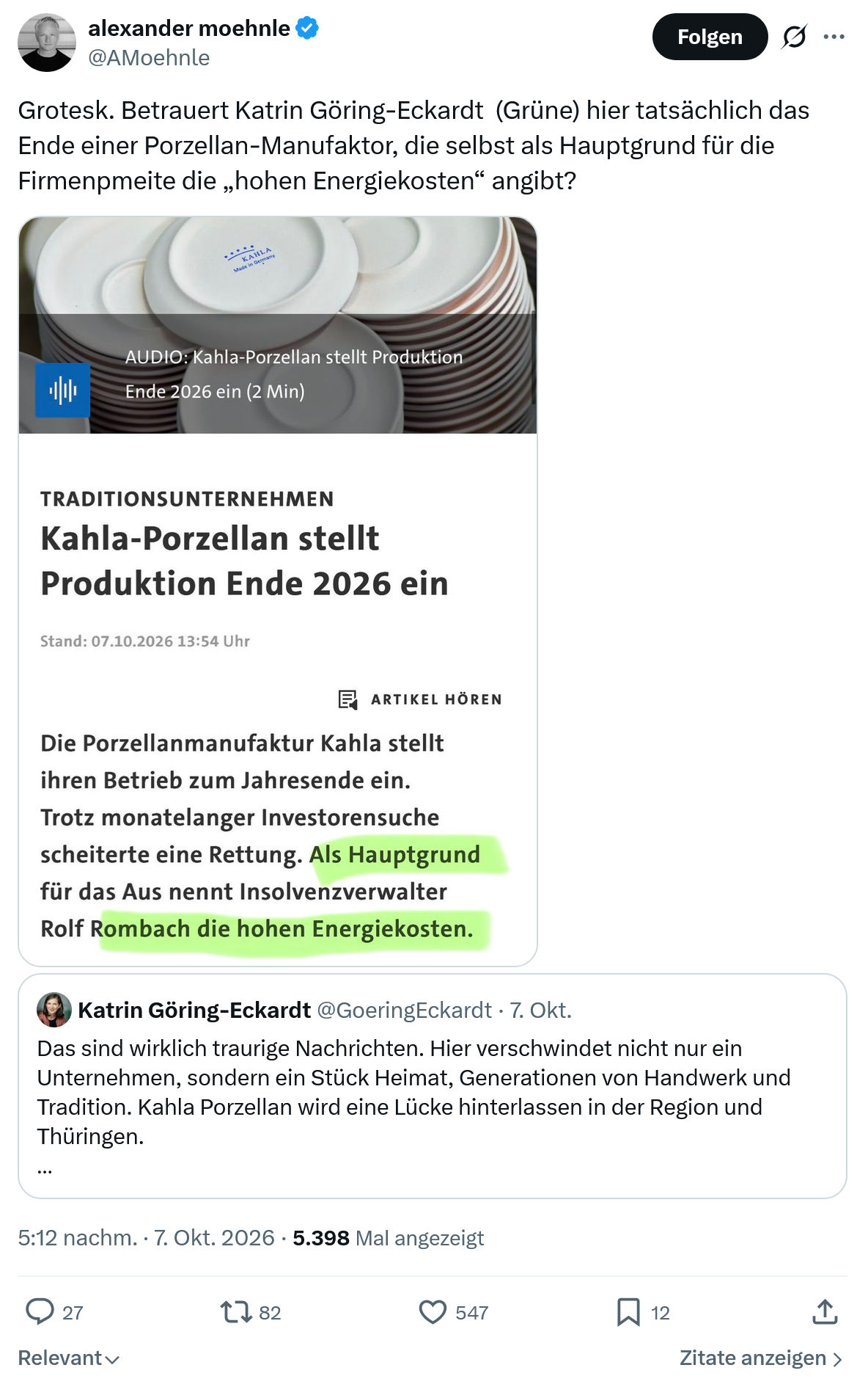 Alexander Moehnle: Grotesk. Betrauert Katrin Göring-Eckardt...