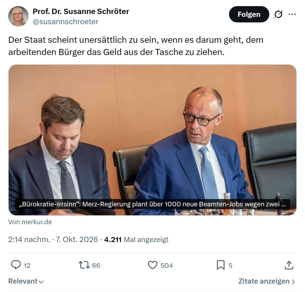 Susanne Schröter: Der Staat scheint unersättlich...