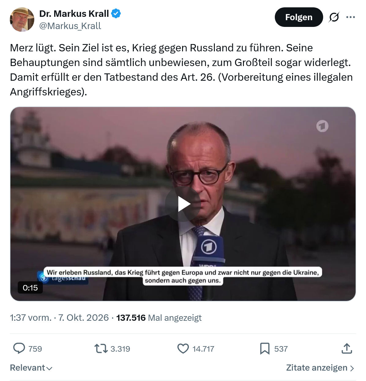 Markus Krall: Merz lügt. Sein Ziel ist es...