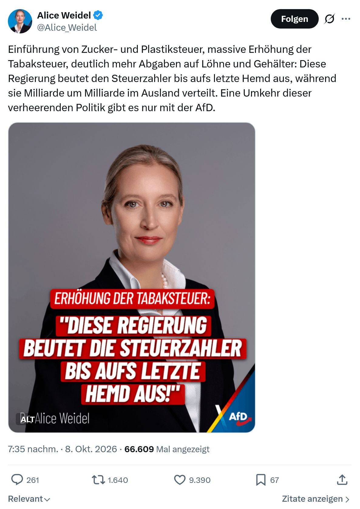 Alice Weidel: Einführung von Zucker...